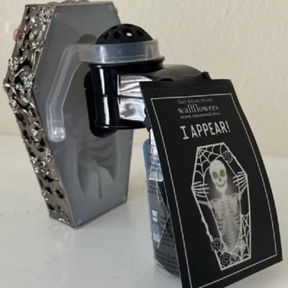 Bath & Body Works Spooky Light-up Skeleton Coffin Wallflowers Plug-in Nightlight - Picture 4 of 4